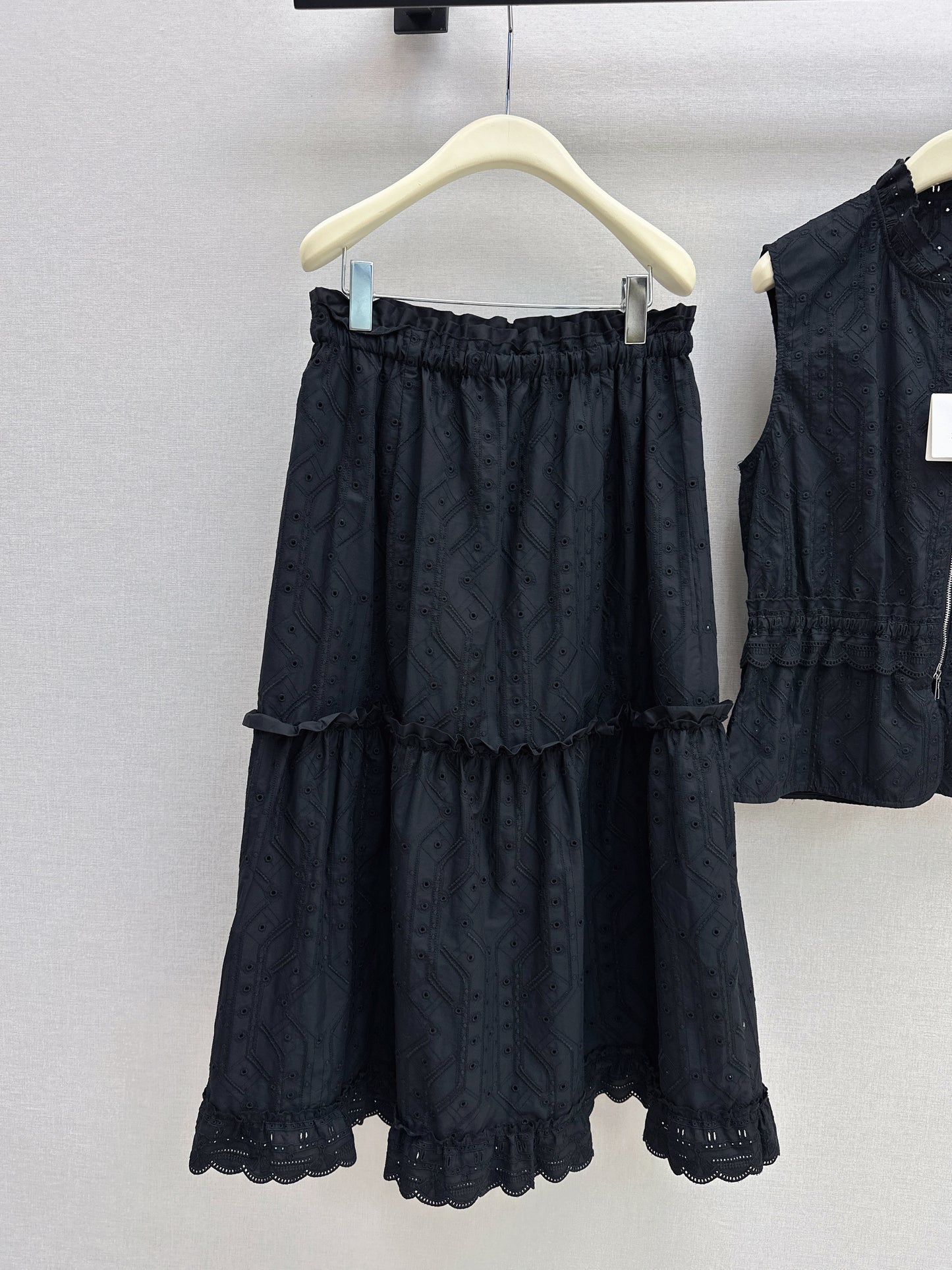 26SS NEW Gentle French style heavy industry hollow embroidery suit