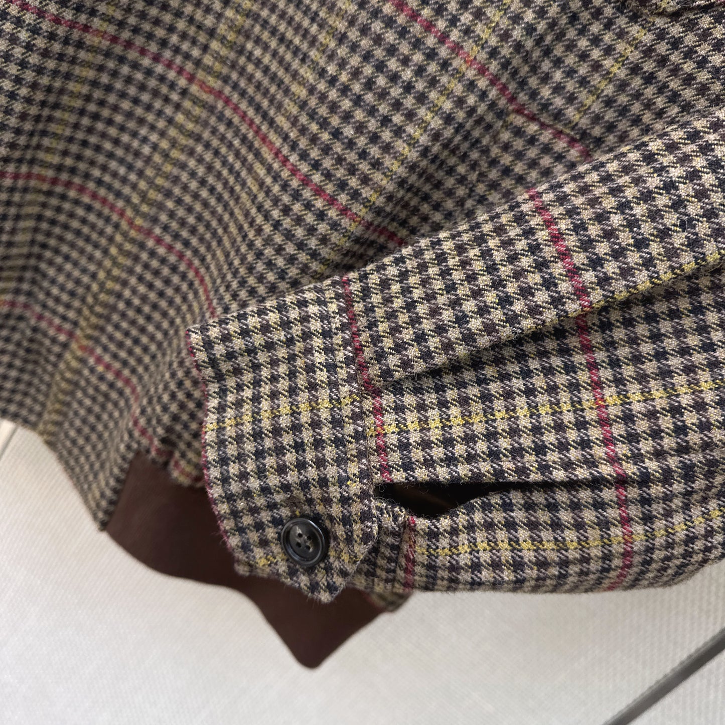 26SS NEW Houndstooth pattern stand collar silhouette jacket