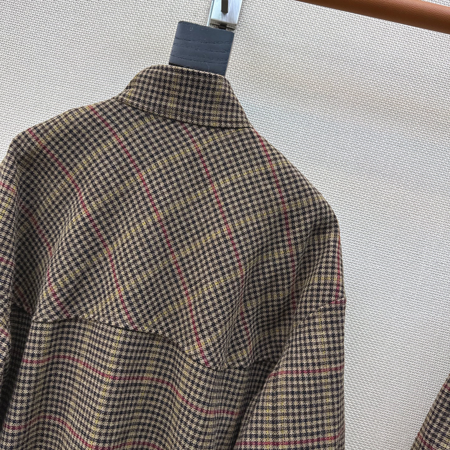 26SS NEW Houndstooth pattern stand collar silhouette jacket