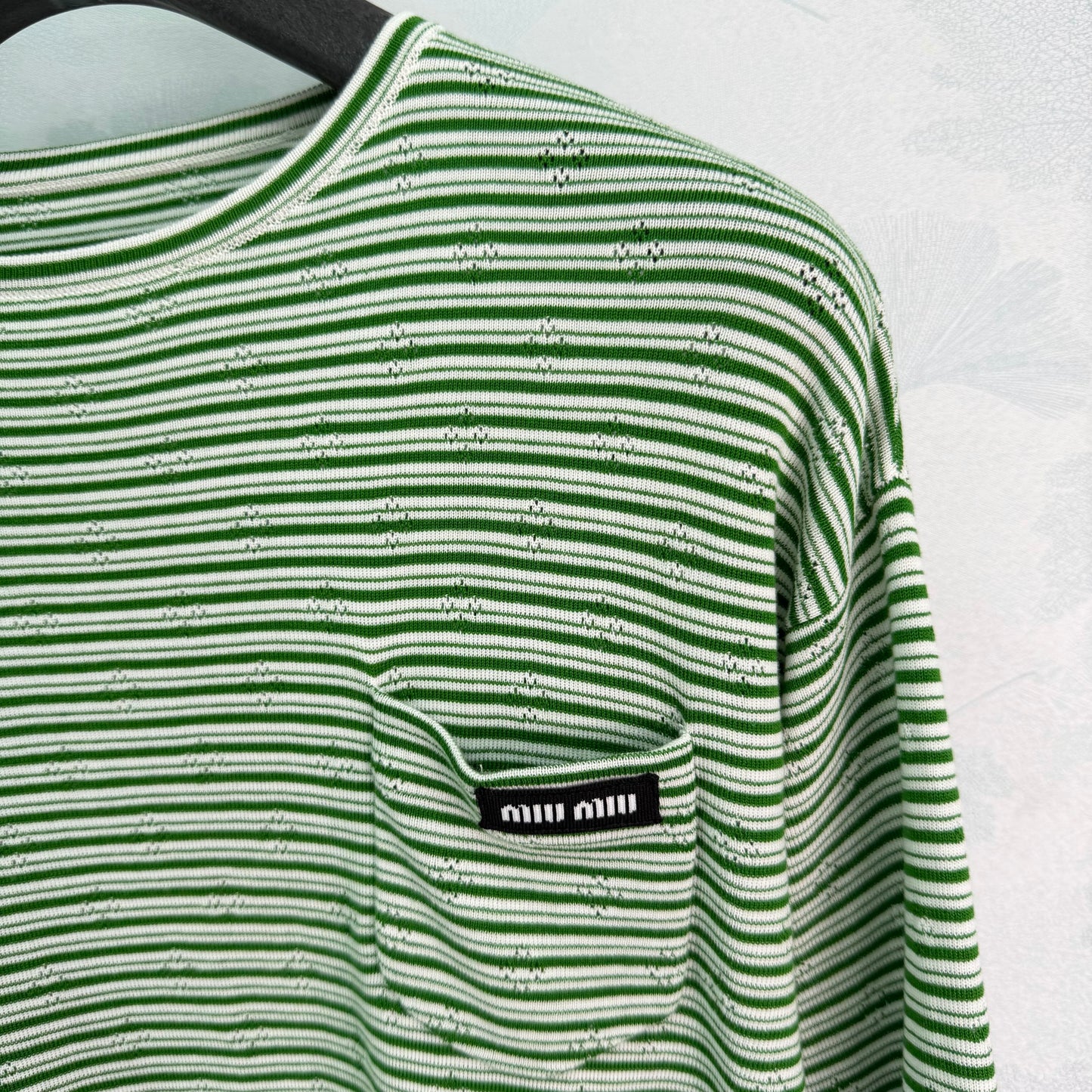 26SS NEW Green striped long-sleeved sweater