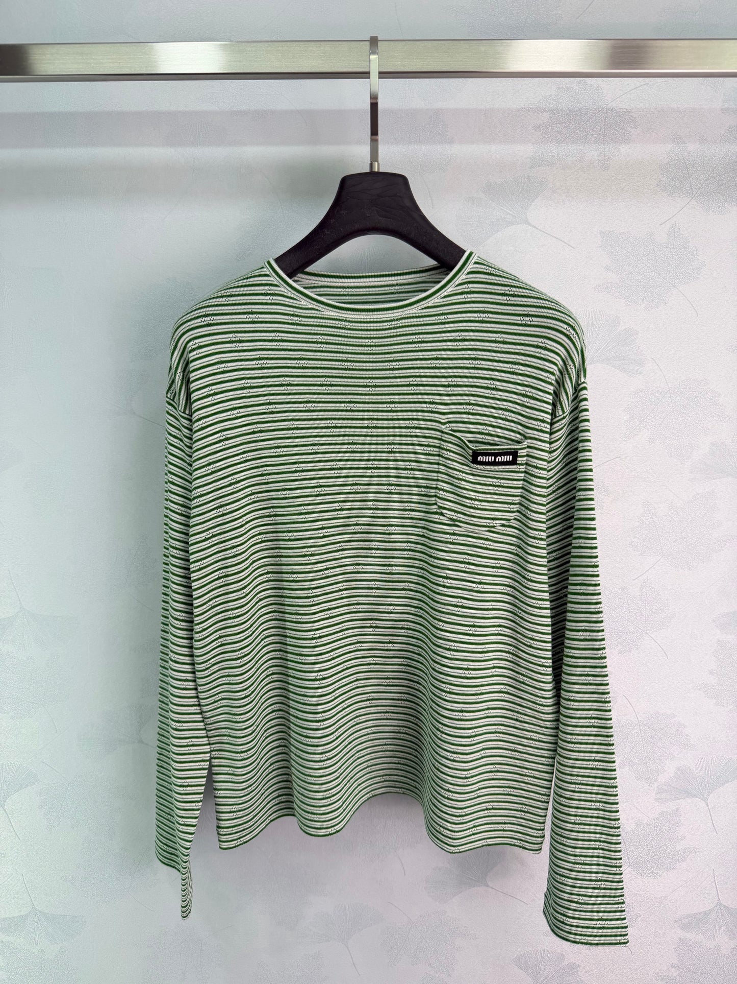 26SS NEW Green striped long-sleeved sweater