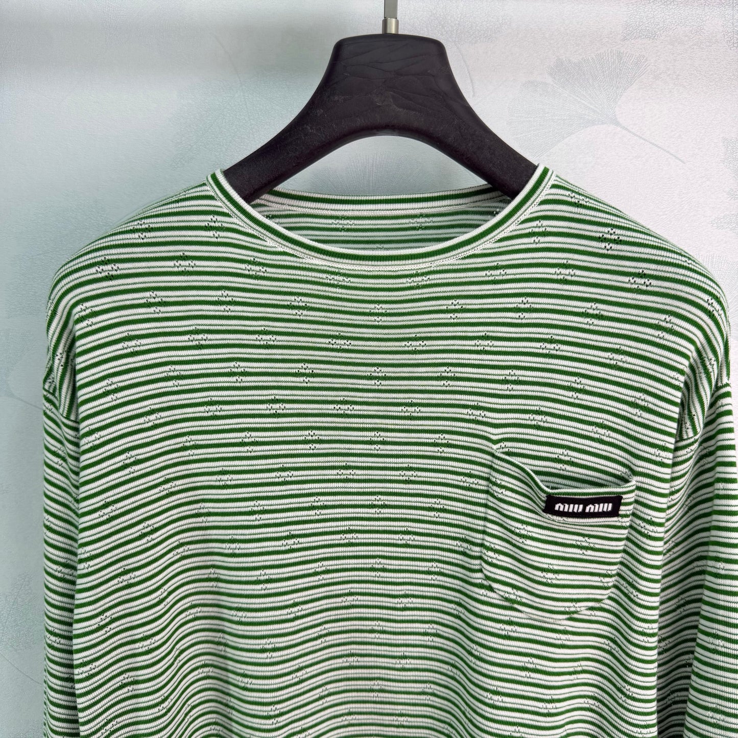 26SS NEW Green striped long-sleeved sweater