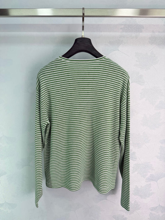 26SS NEW Green striped long-sleeved sweater