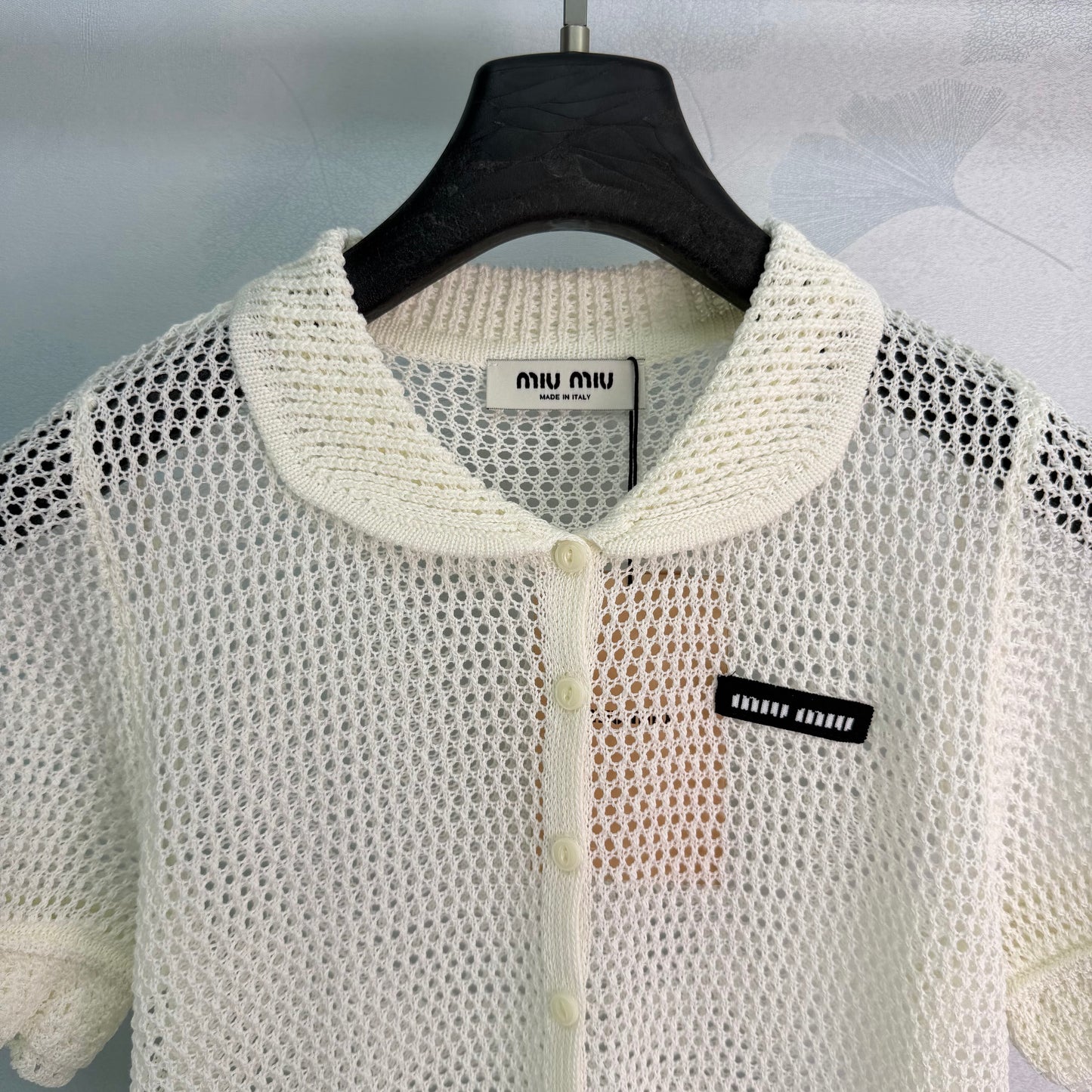 26SS NEUES weißes hohles Kurzarm-Strickoberteil