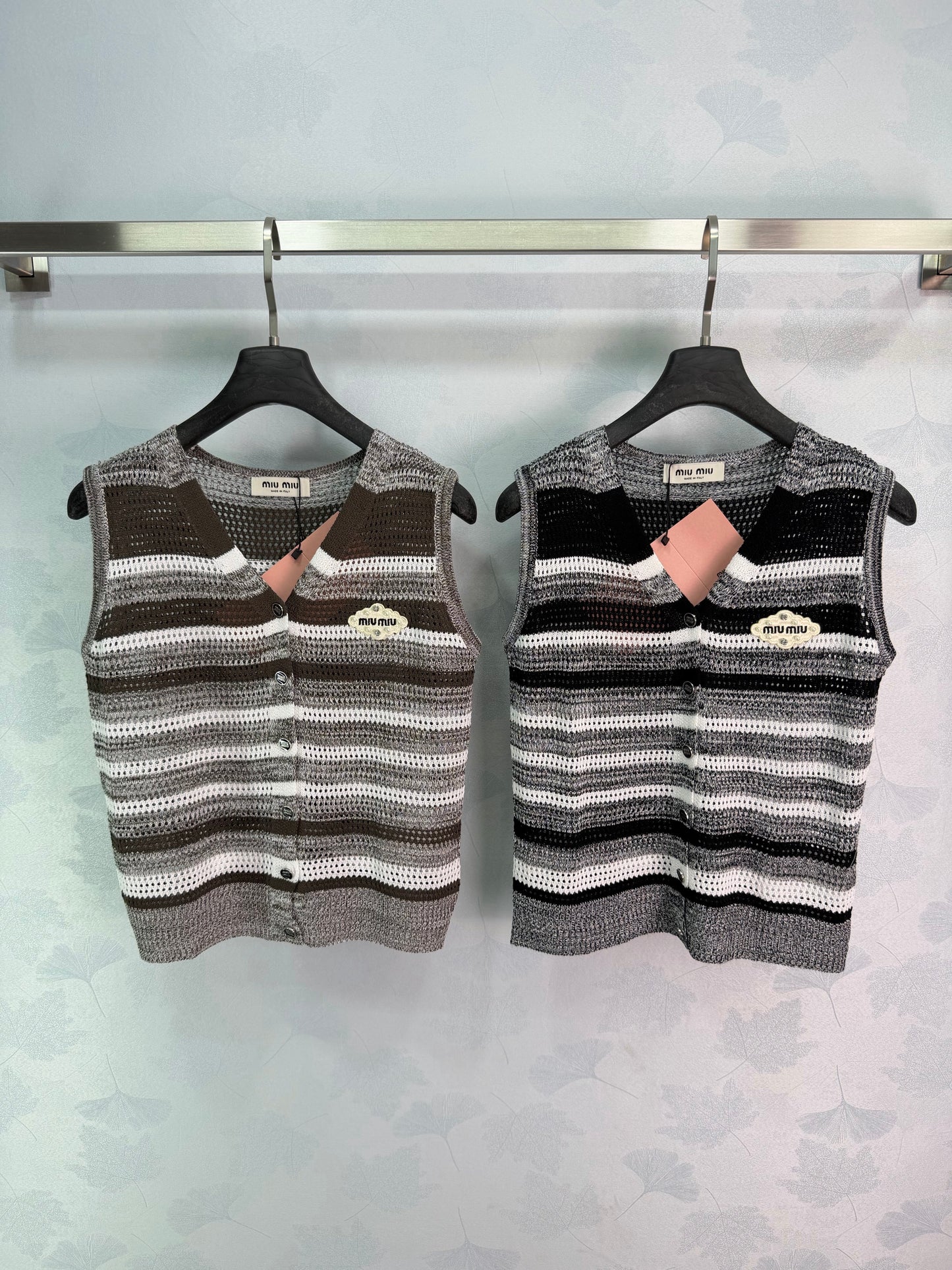 26SS NEW Striped Hollow Knitted Vest