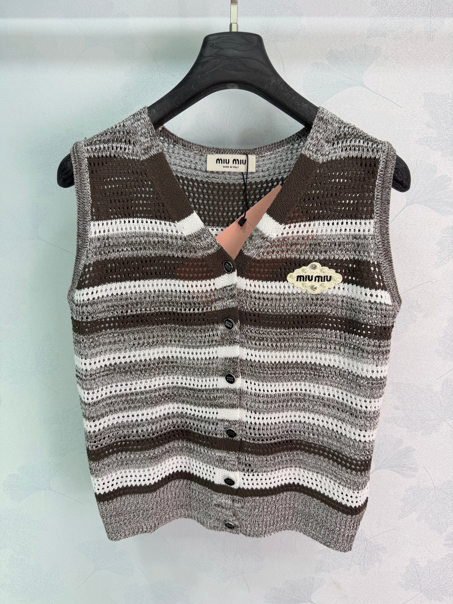 26SS NEW Striped Hollow Knitted Vest