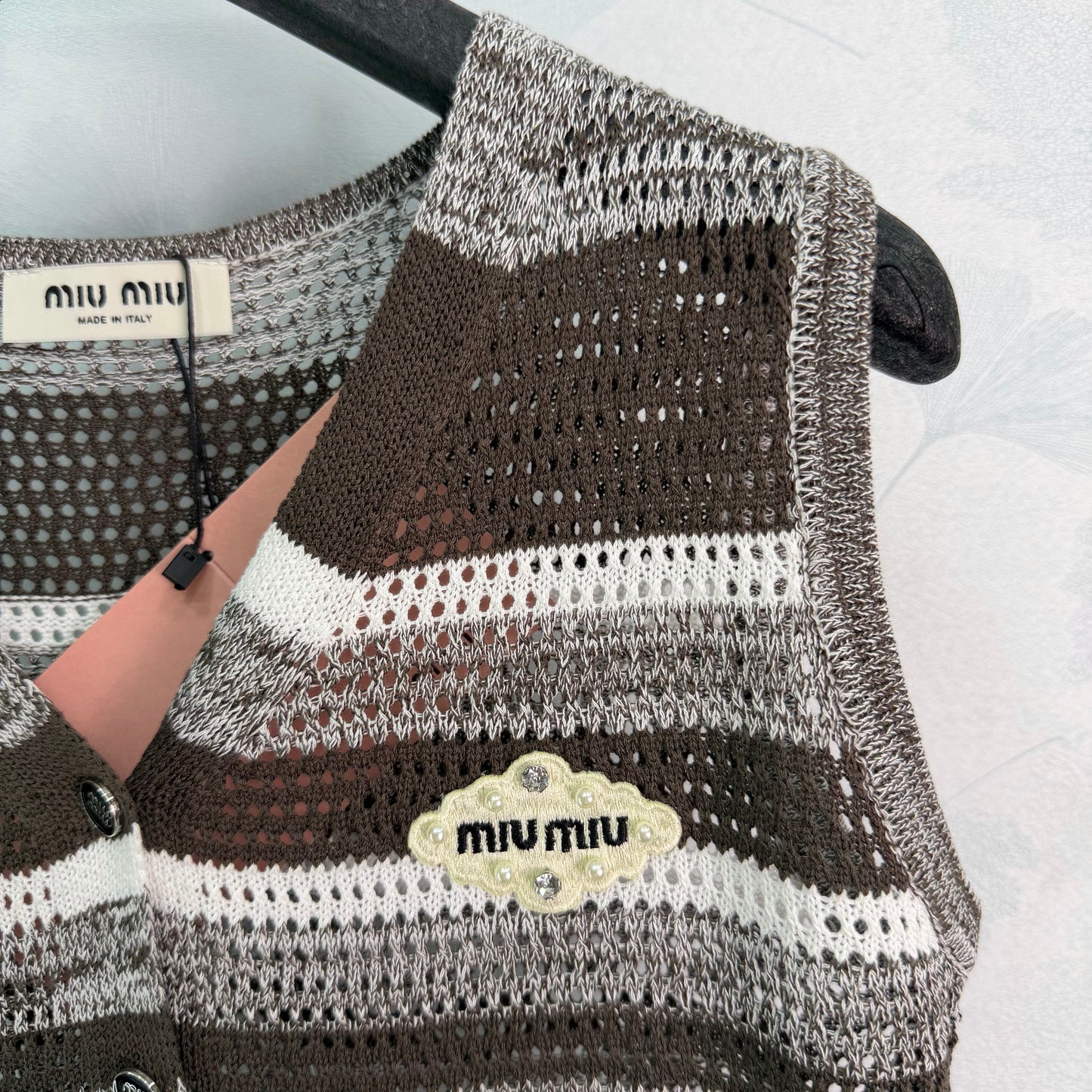 26SS NEW Striped Hollow Knitted Vest