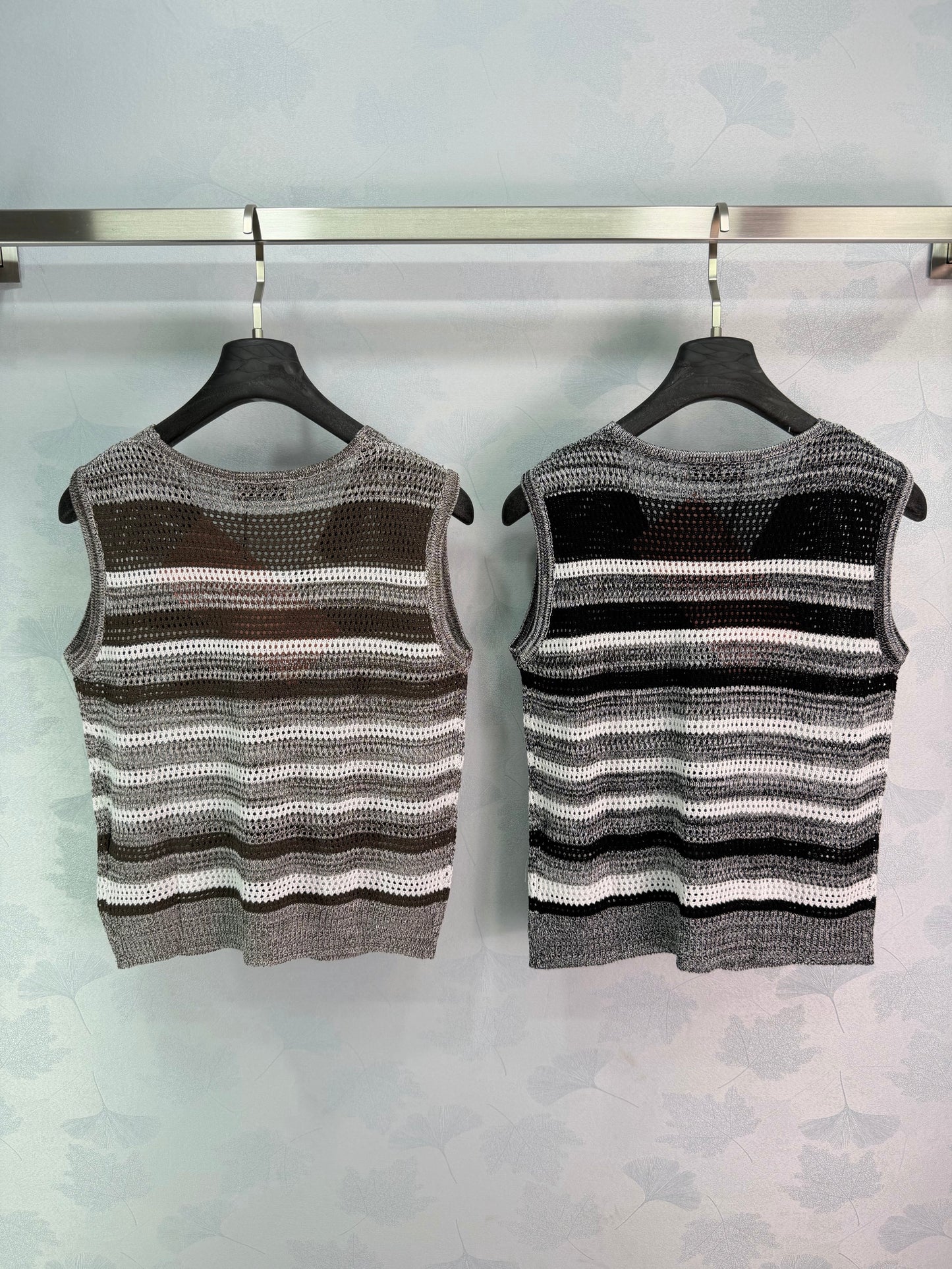 26SS NEW Striped Hollow Knitted Vest