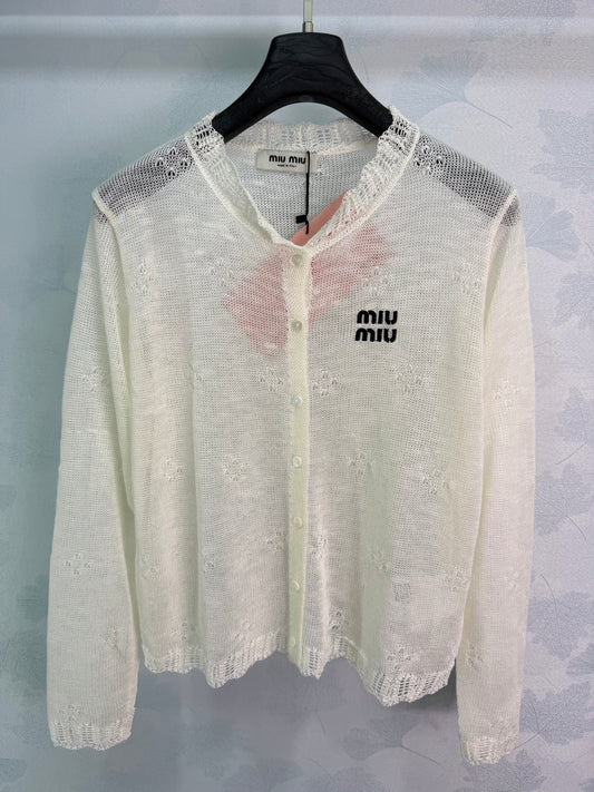 26SS NEW Light and breathable lace knitted cardigan
