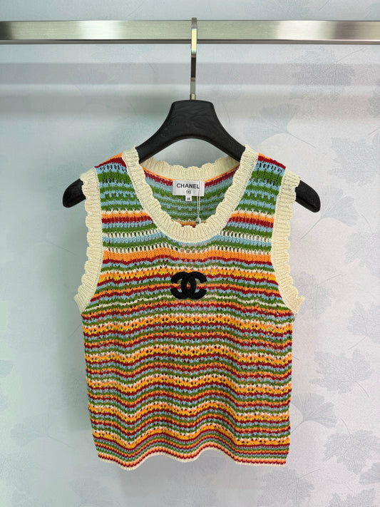26SS NEW Colorful striped knitted vest