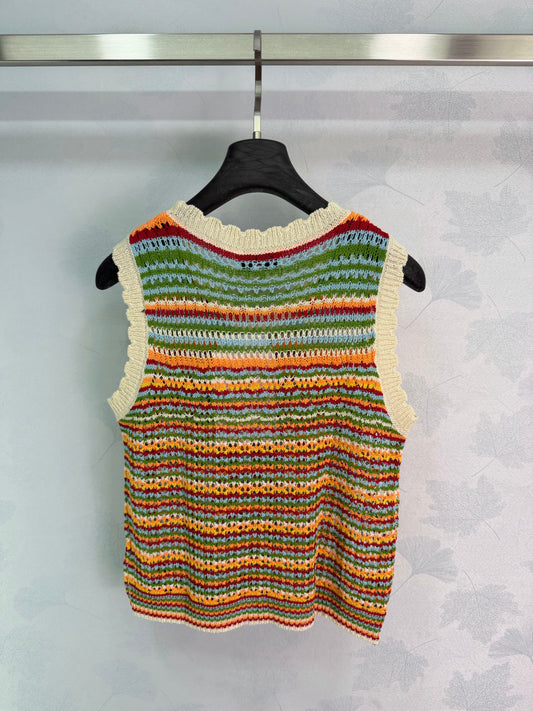 26SS NEW Colorful striped knitted vest