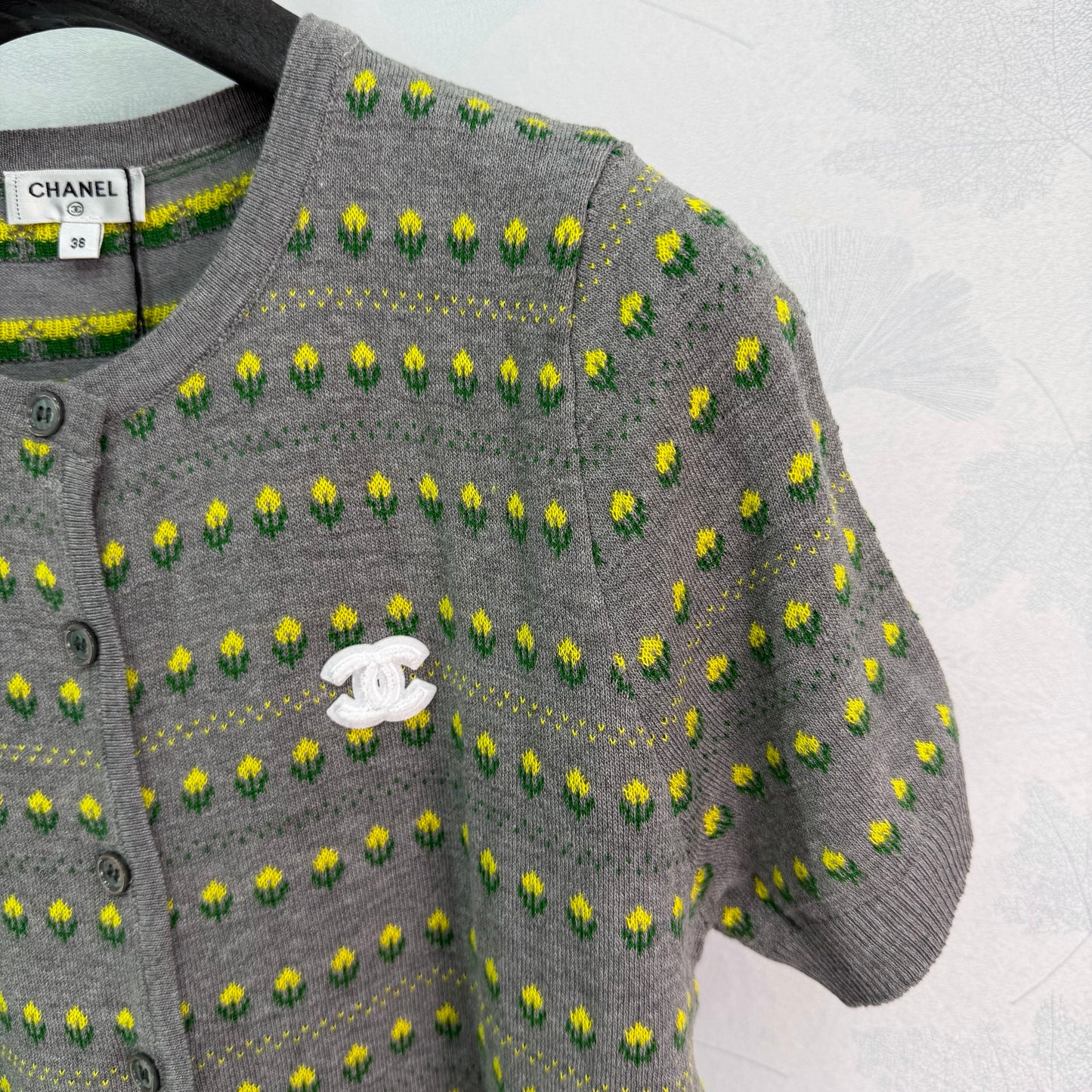 26SS NEU Kleiner Blumenstrick-Rundhals-Cardigan