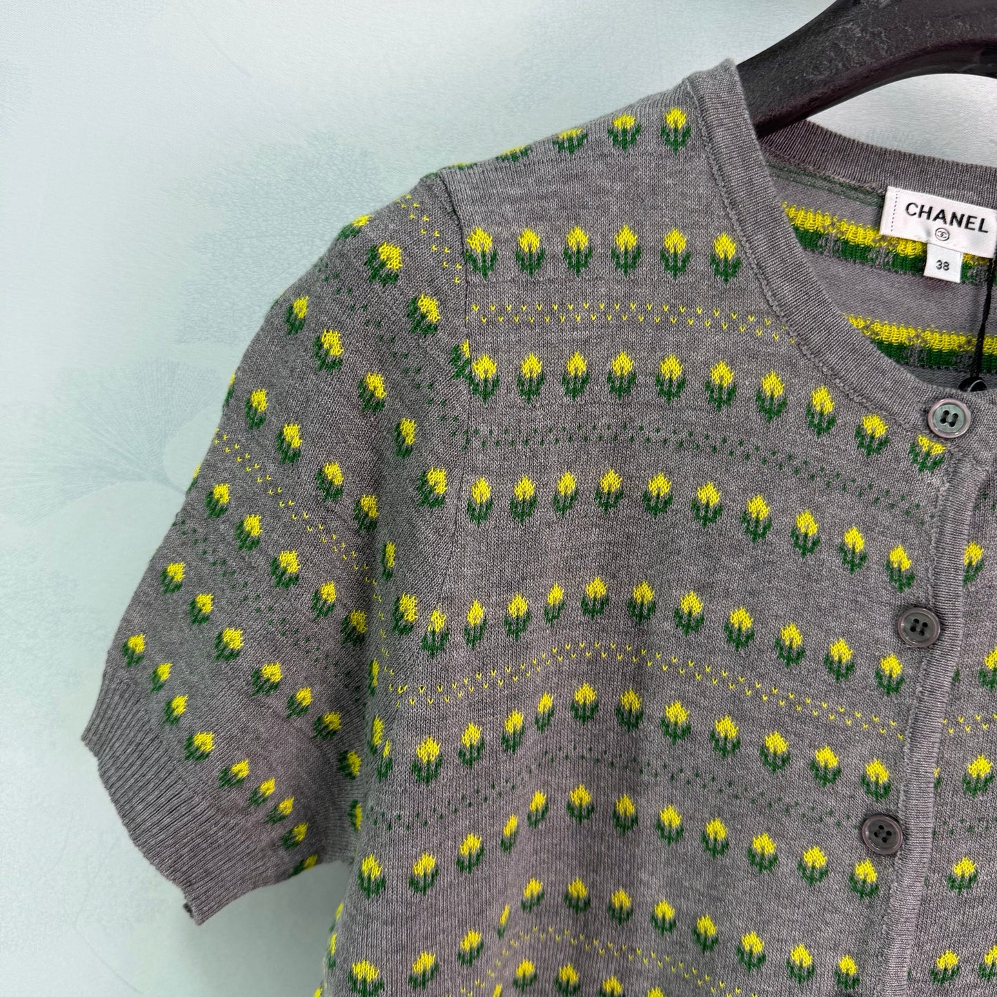26SS NEU Kleiner Blumenstrick-Rundhals-Cardigan