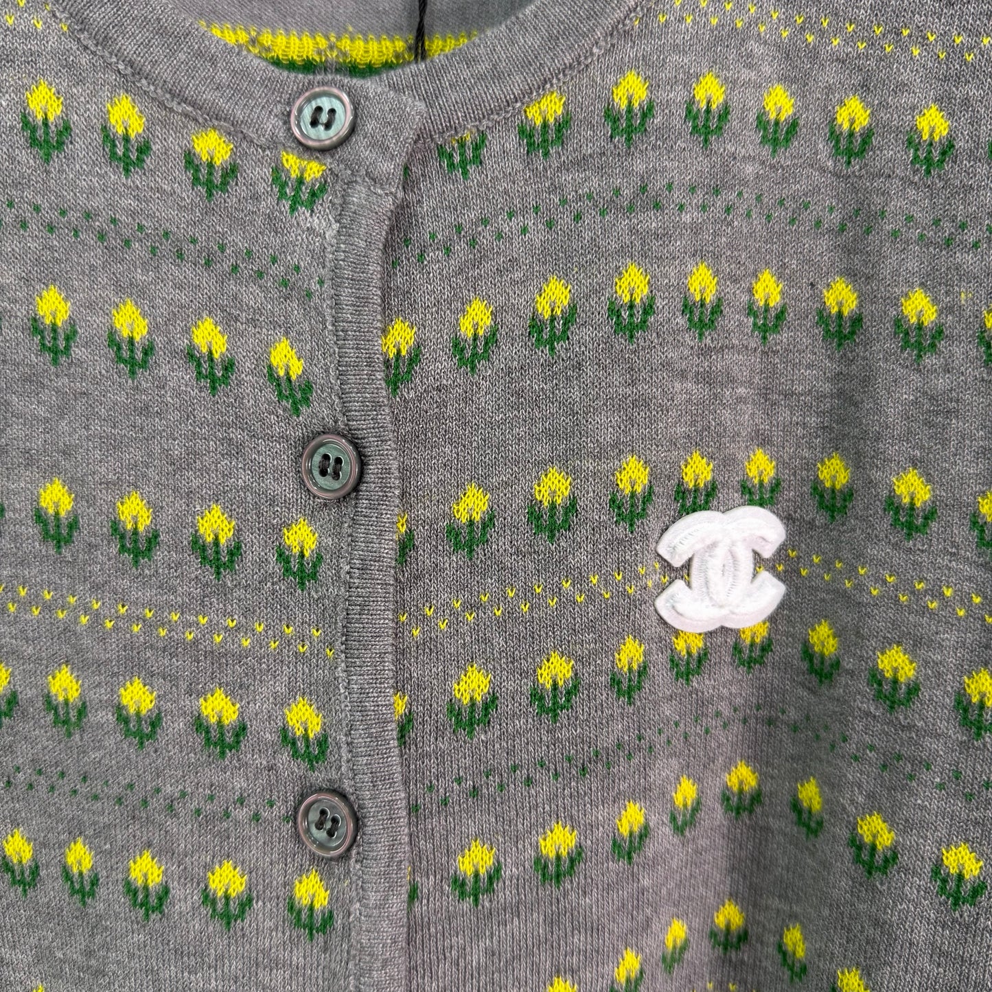 26SS NEU Kleiner Blumenstrick-Rundhals-Cardigan