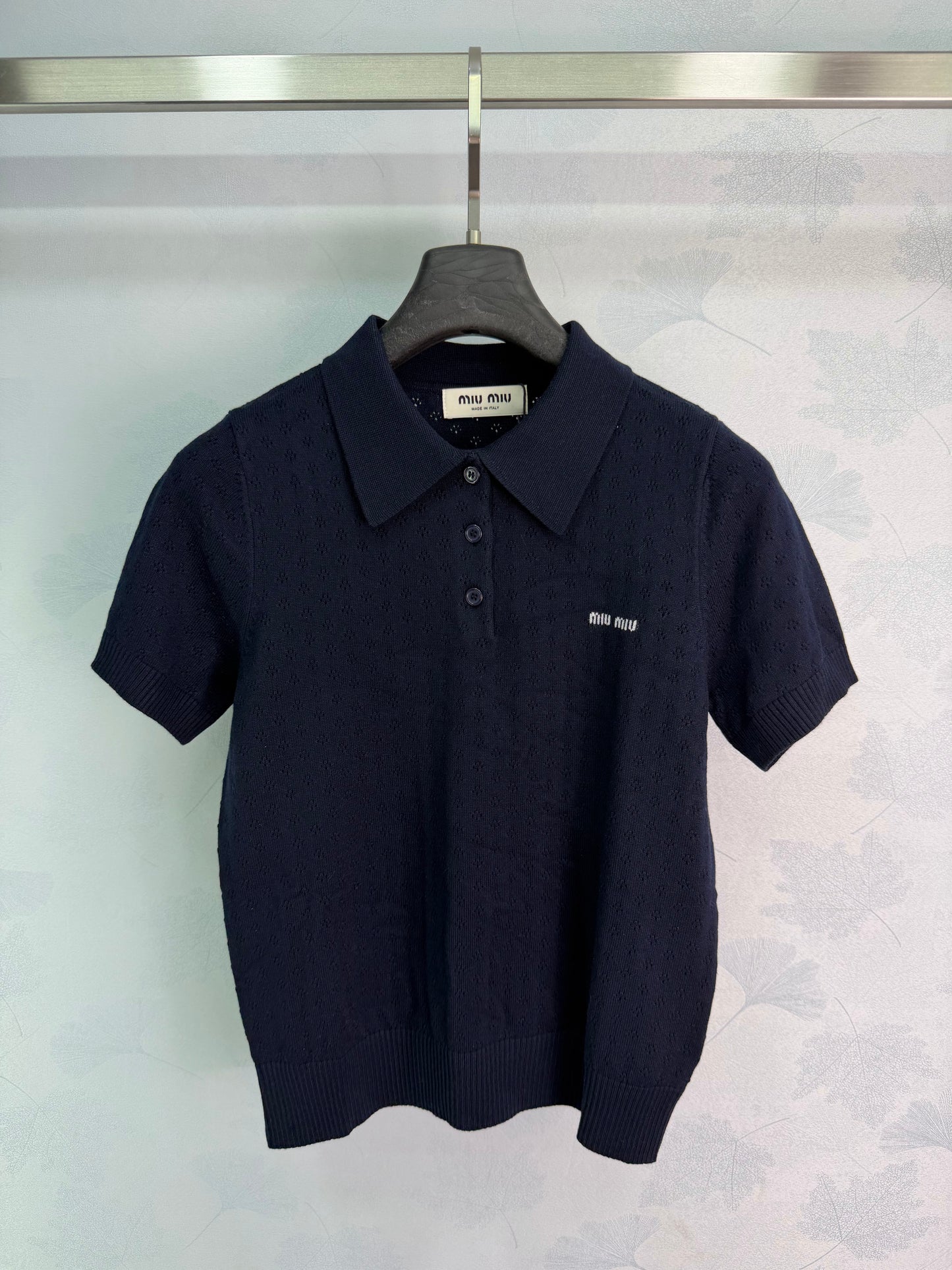 26SS NEW Navy blue knitted Polo shirt