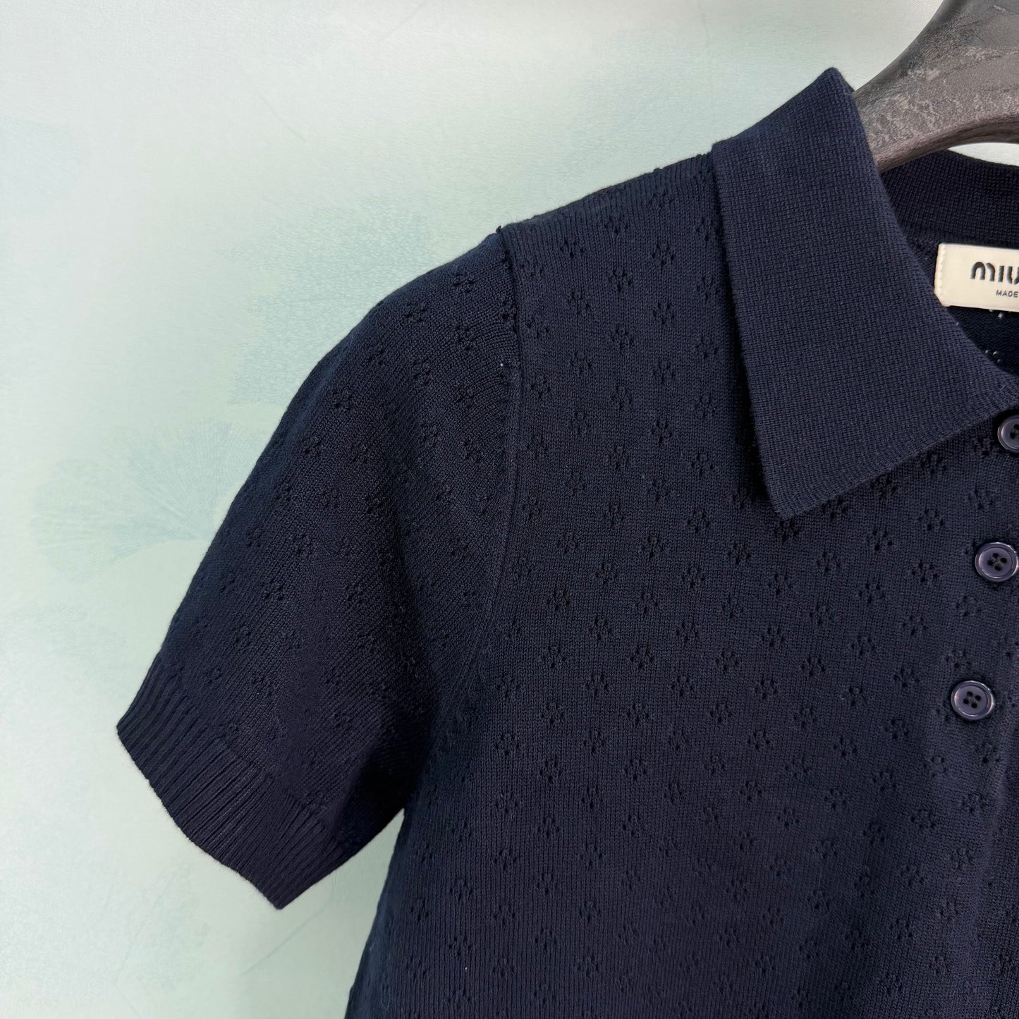 26SS NEW Navy blue knitted Polo shirt