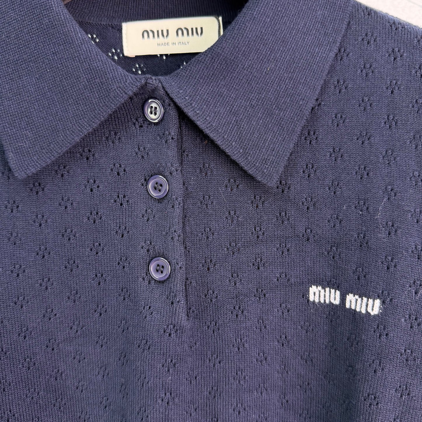 26SS NEW Navy blue knitted Polo shirt