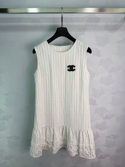 26SS NEW Vertical striped lace sundress
