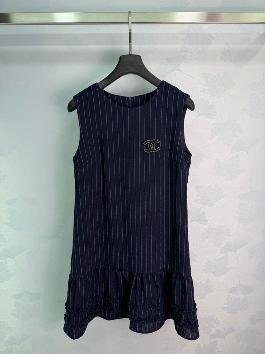 26SS NEW Vertical striped lace sundress