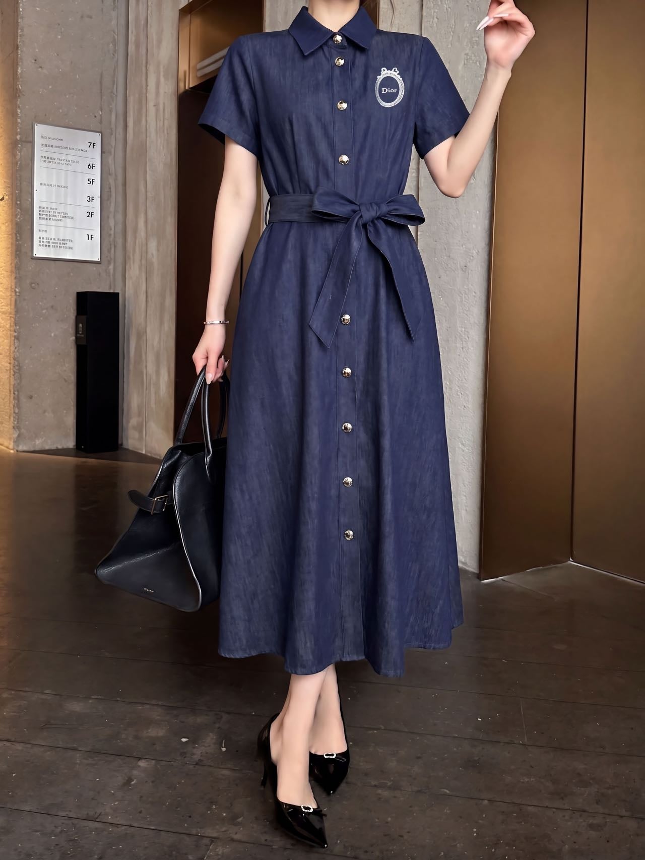 26SS NEW Denim short-sleeved dress