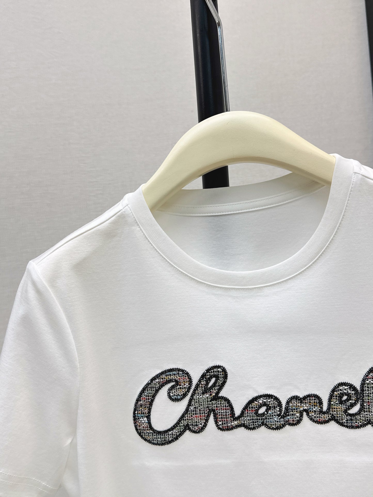 26SS NEW Xiaoxiangfeng Heavy Industry patchwork embroidered letters short-sleeved T-shirt