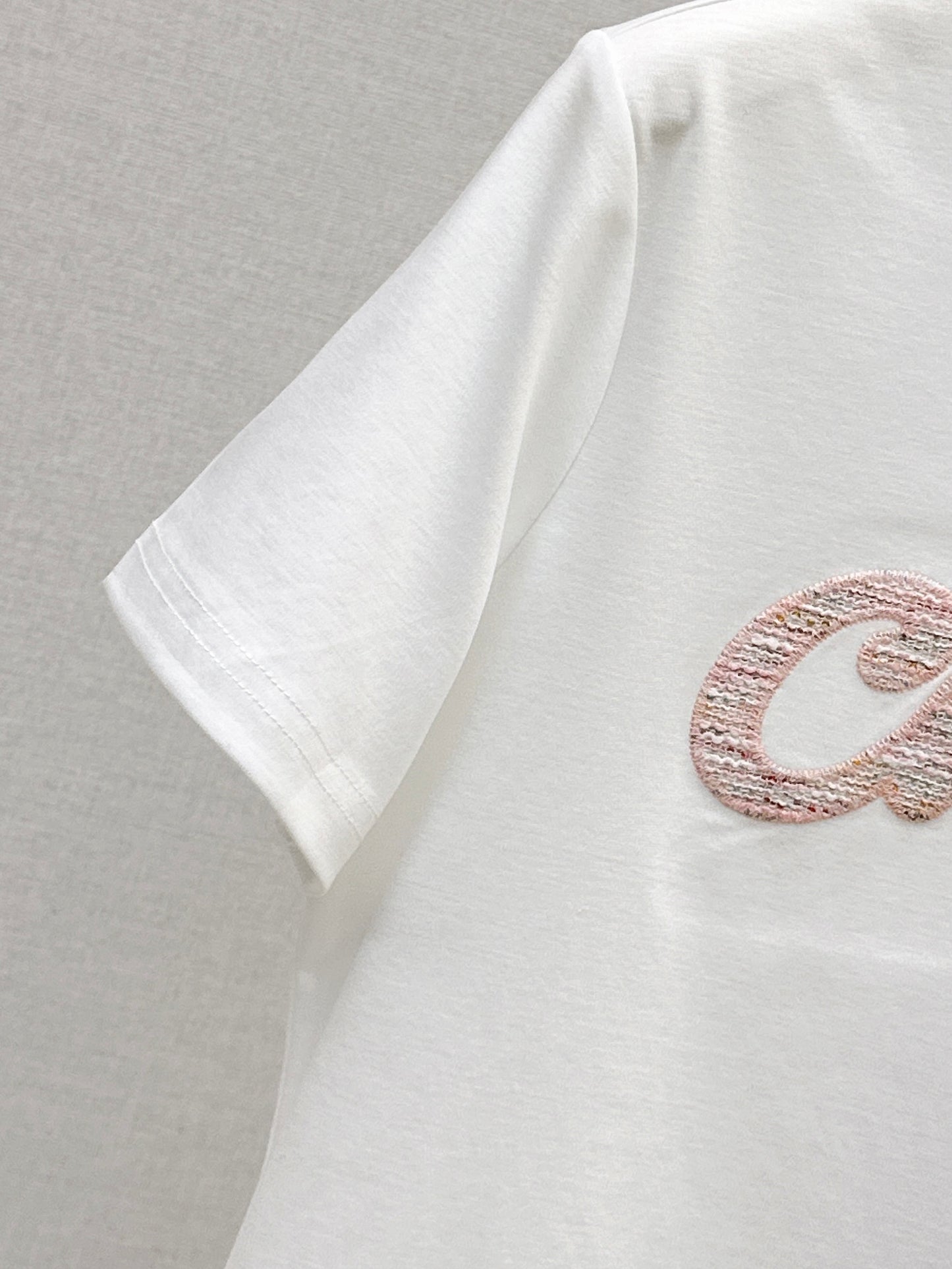 26SS NEW Xiaoxiangfeng Heavy Industry patchwork embroidered letters short-sleeved T-shirt