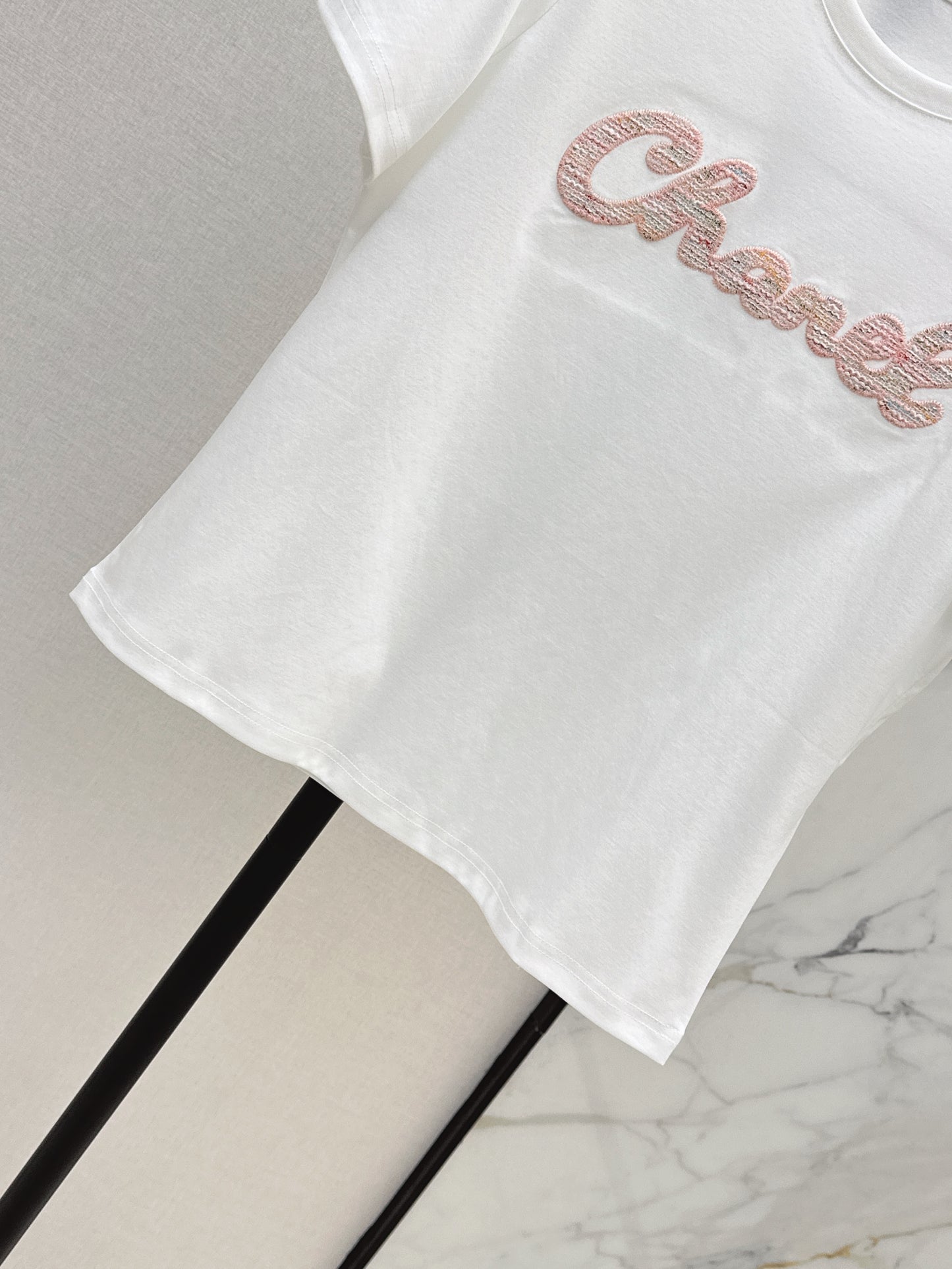 26SS NEW Xiaoxiangfeng Heavy Industry patchwork embroidered letters short-sleeved T-shirt