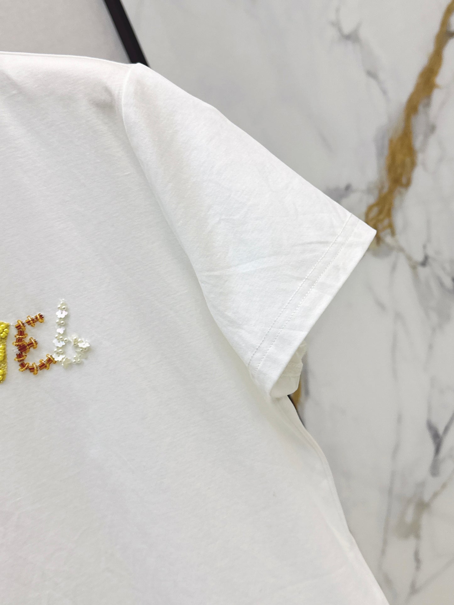 26SS NEW Xiaoxiangfeng Heavy Industry beaded letter short-sleeved T-shirt