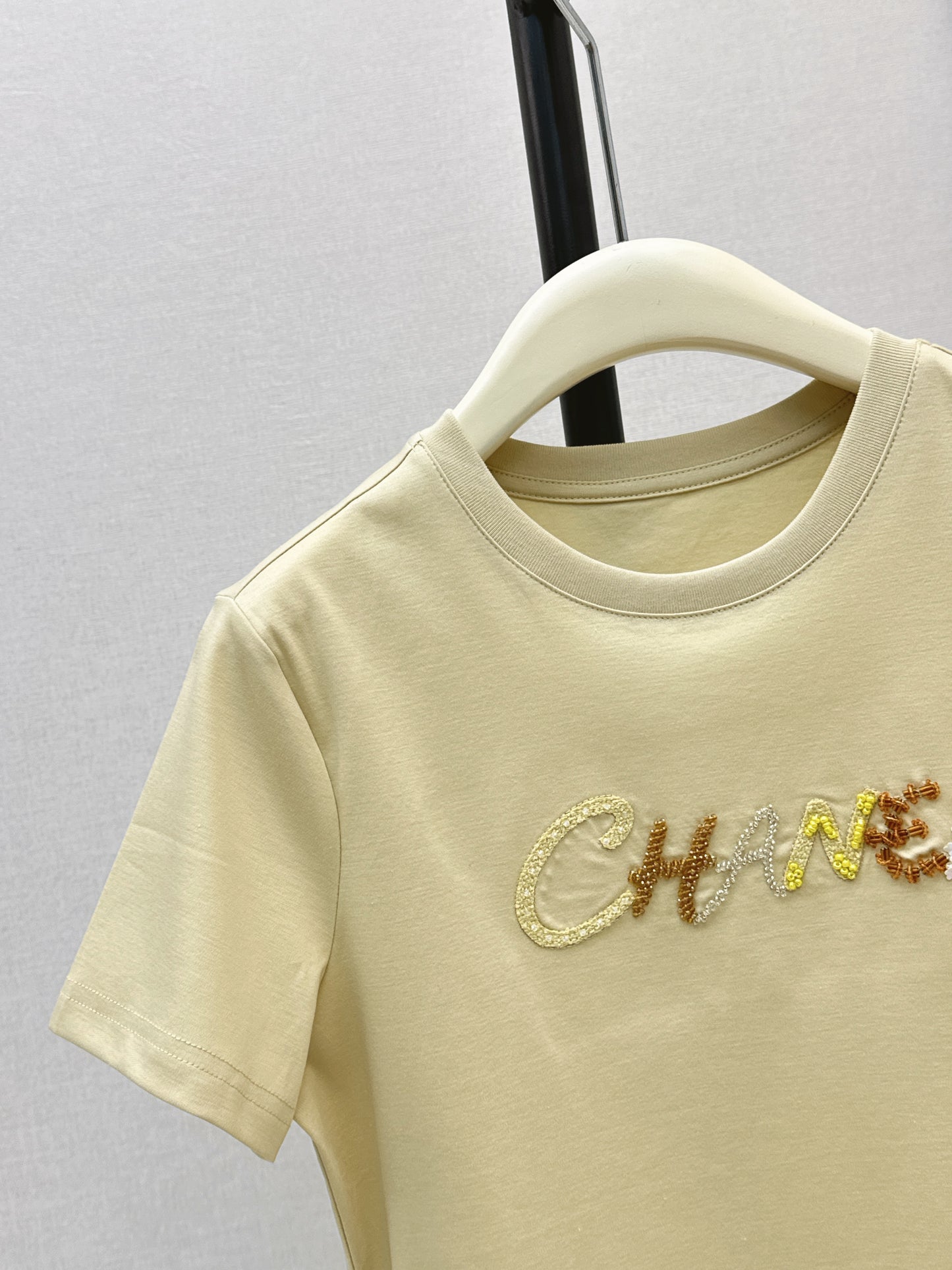 26SS NEW Xiaoxiangfeng Heavy Industry beaded letter short-sleeved T-shirt