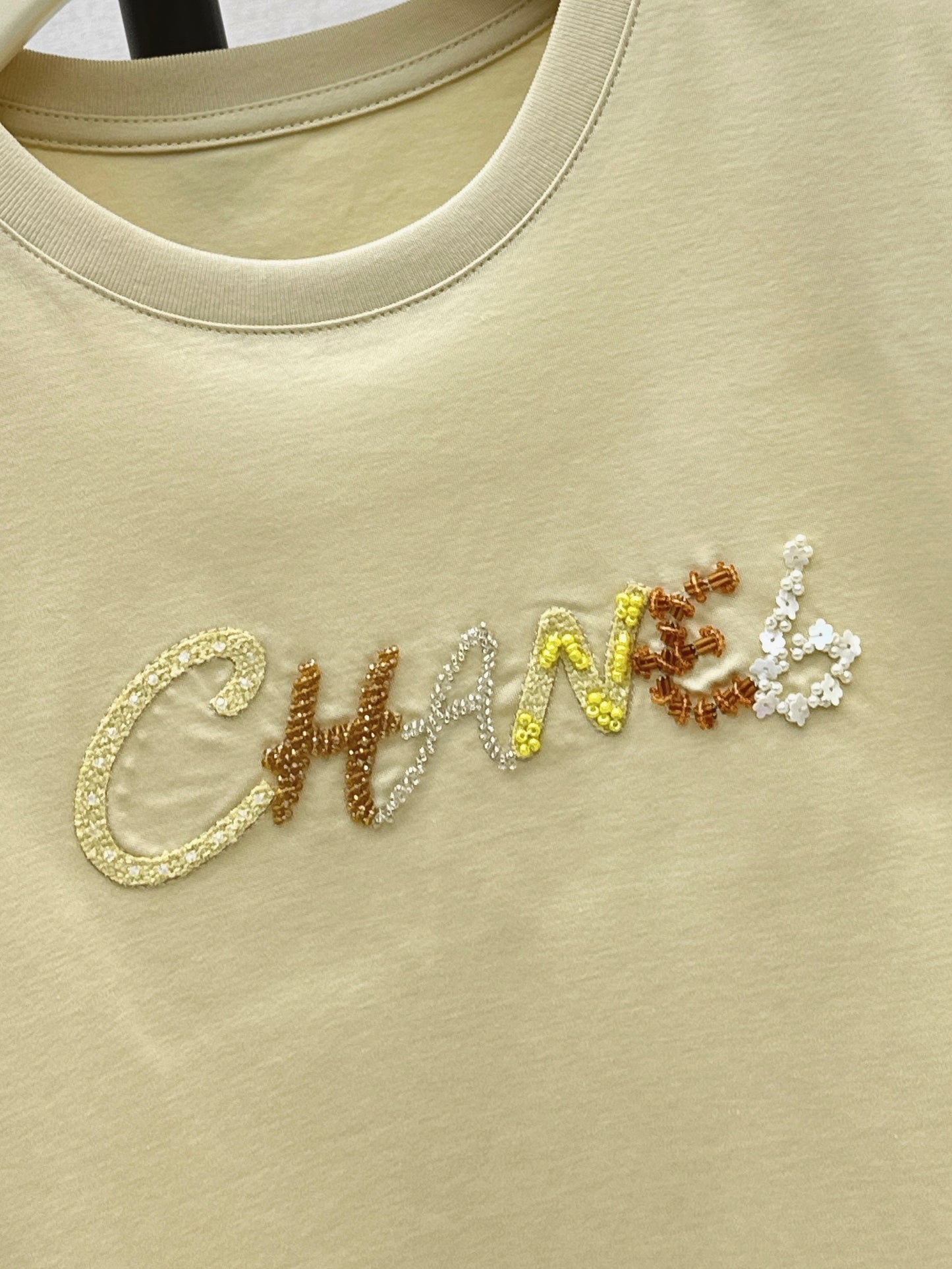 26SS NEW Xiaoxiangfeng Heavy Industry beaded letter short-sleeved T-shirt