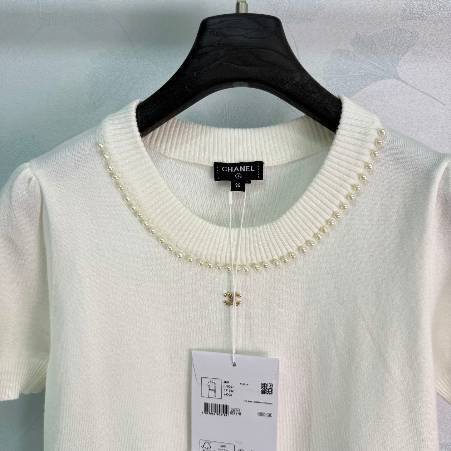26SS NEW Pearl neckline short-sleeved sweater