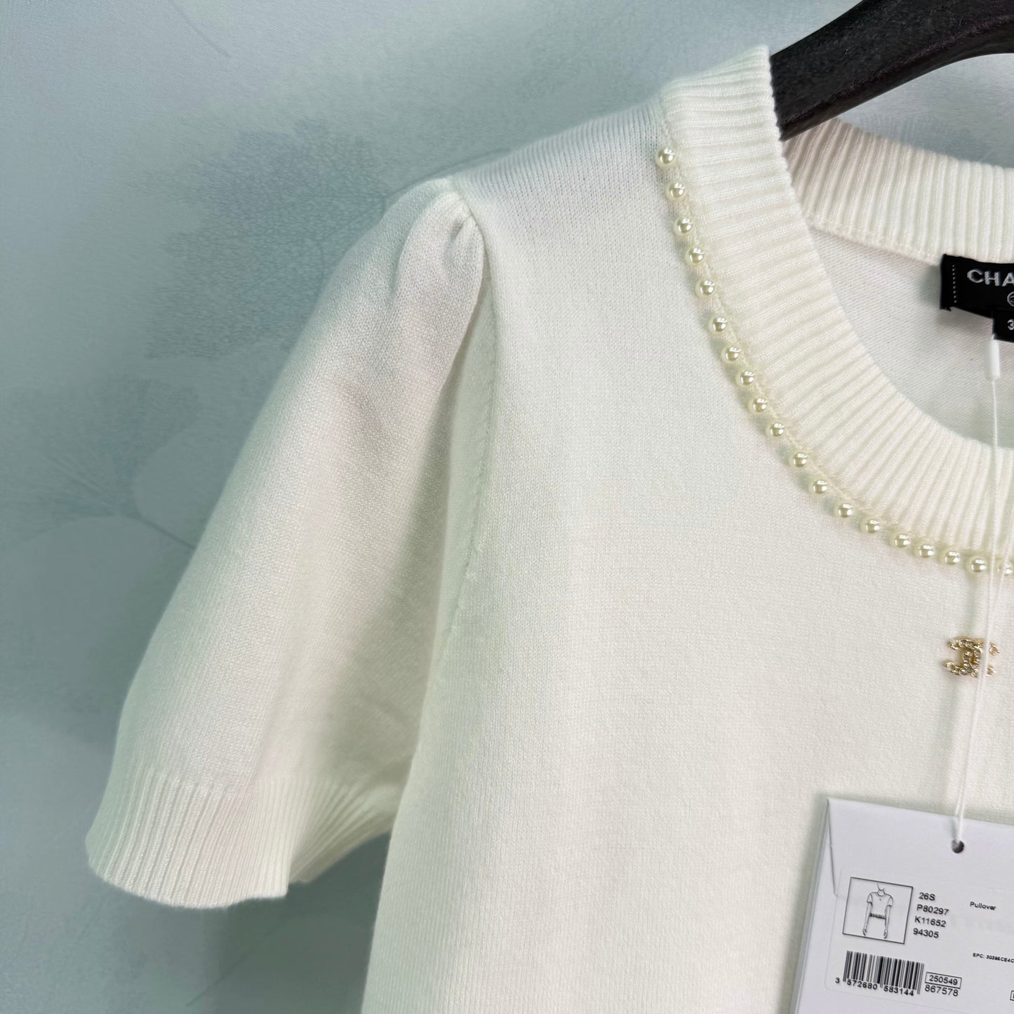 26SS NEW Pearl neckline short-sleeved sweater
