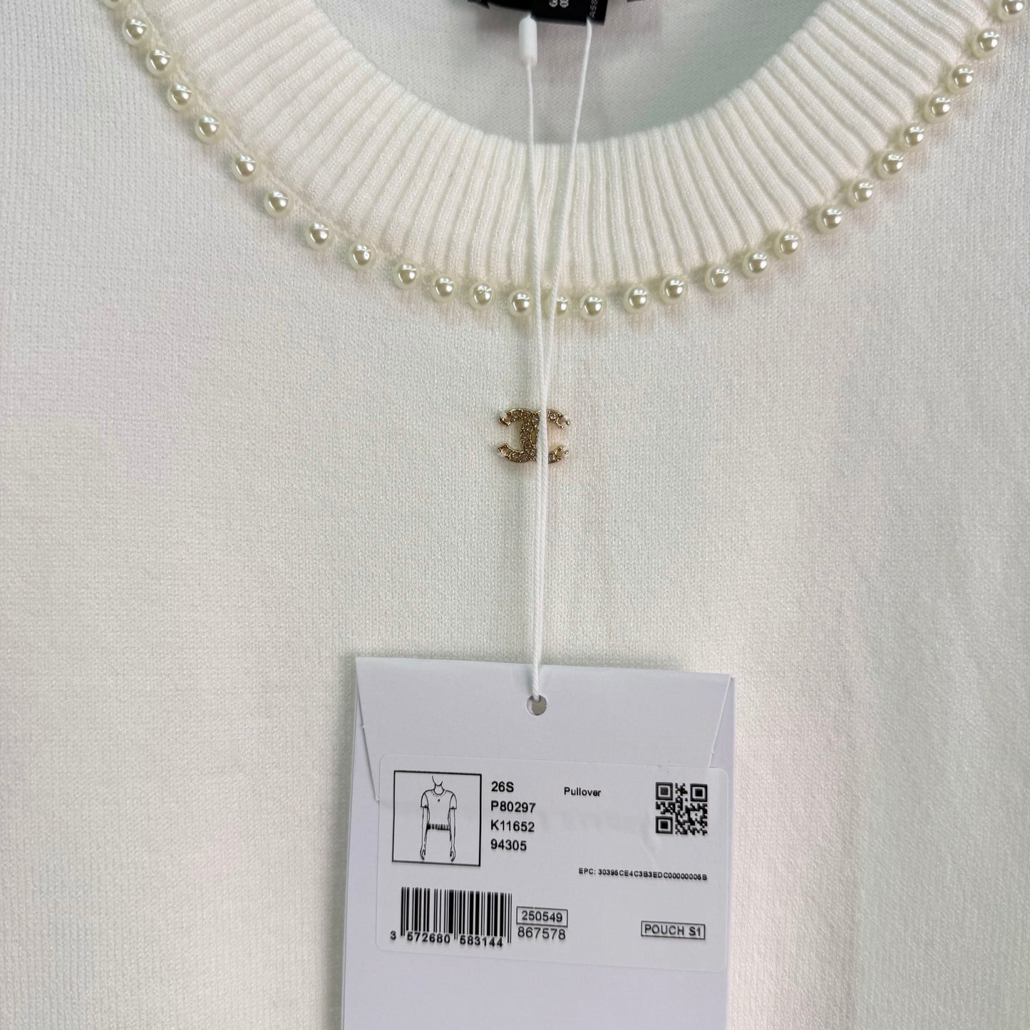 26SS NEW Pearl neckline short-sleeved sweater