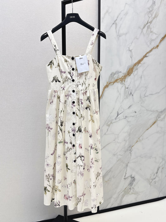 26SS NEW butterfly iris print pattern suspender dress