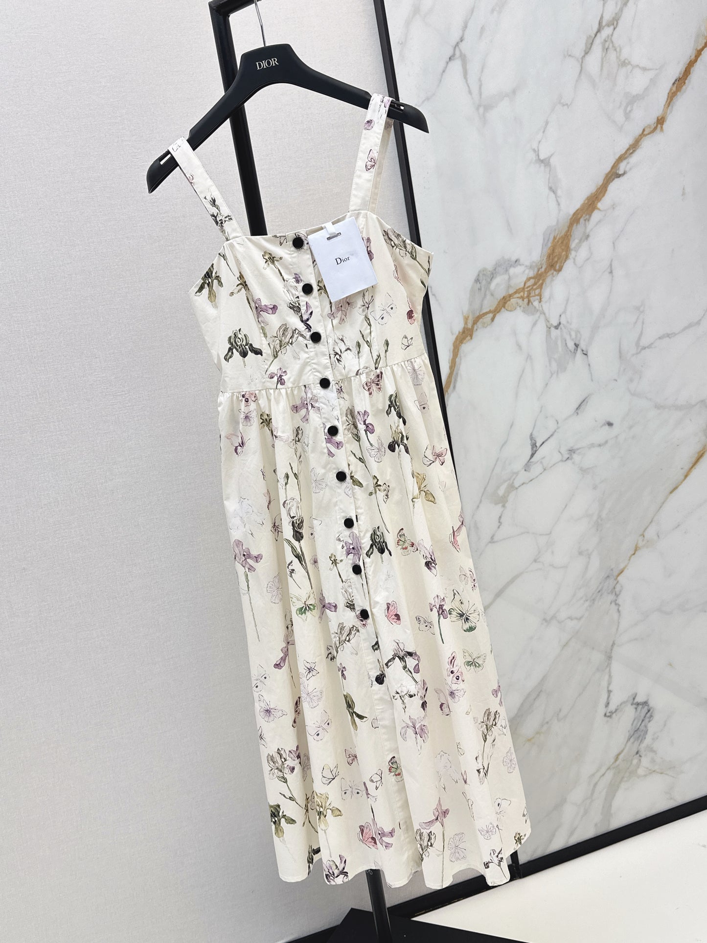 26SS NEW butterfly iris print pattern suspender dress
