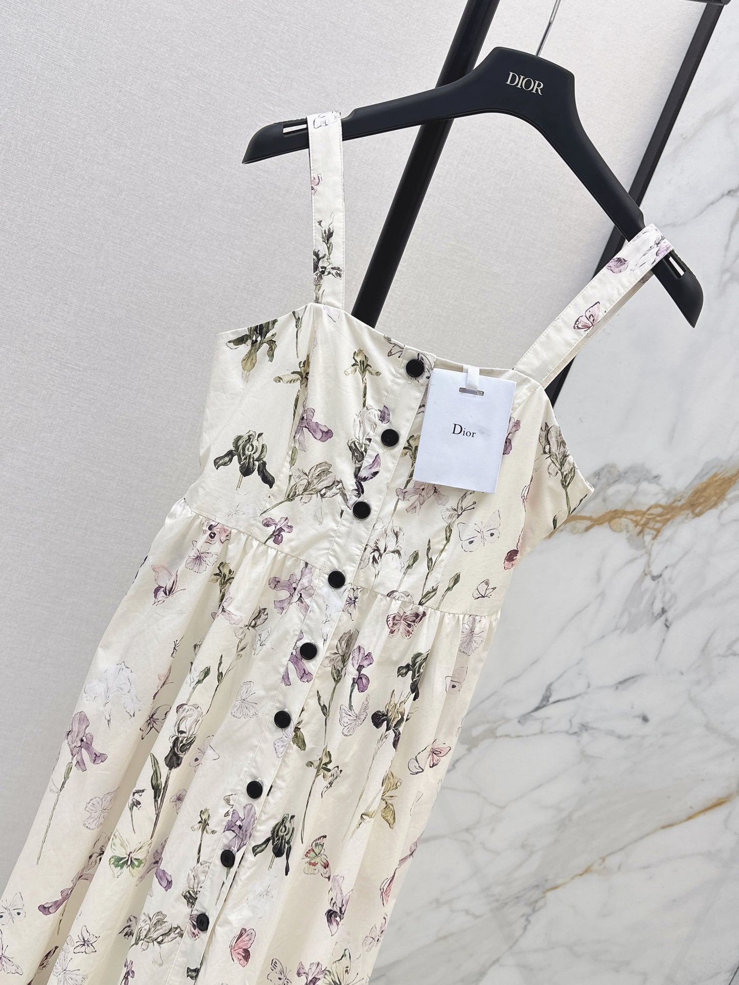 26SS NEW butterfly iris print pattern suspender dress
