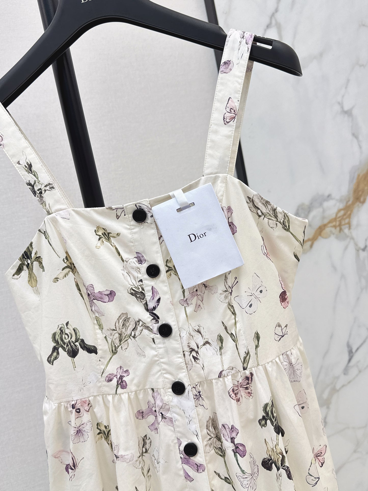 26SS NEW butterfly iris print pattern suspender dress