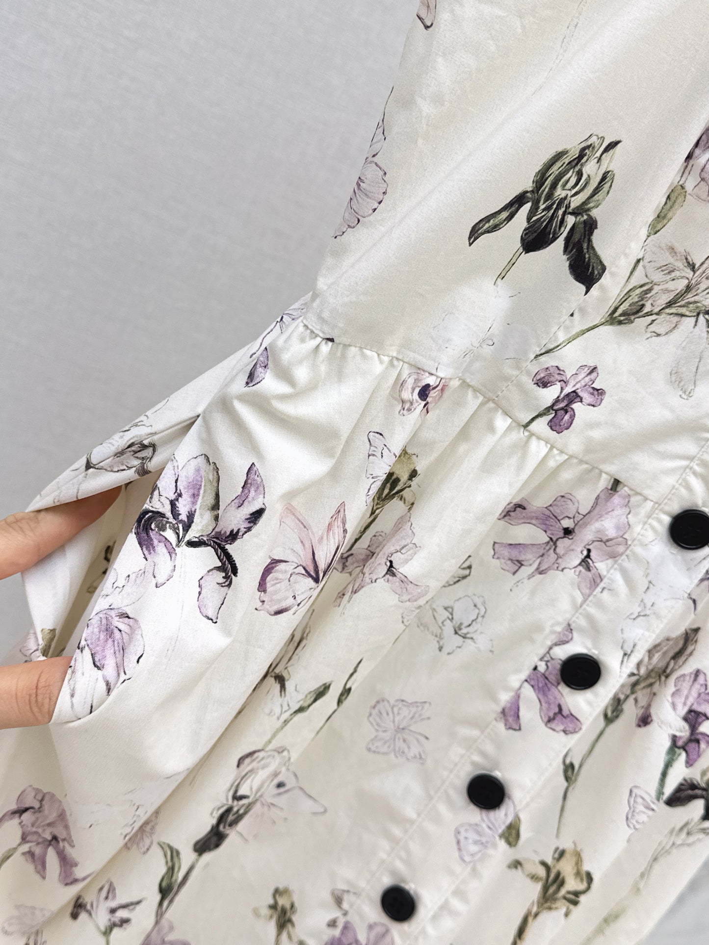 26SS NEW butterfly iris print pattern suspender dress