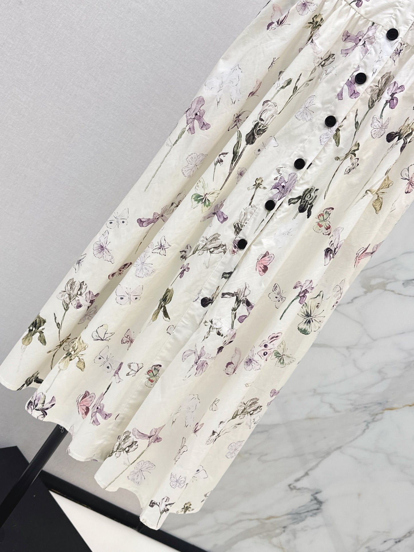 26SS NEW butterfly iris print pattern suspender dress