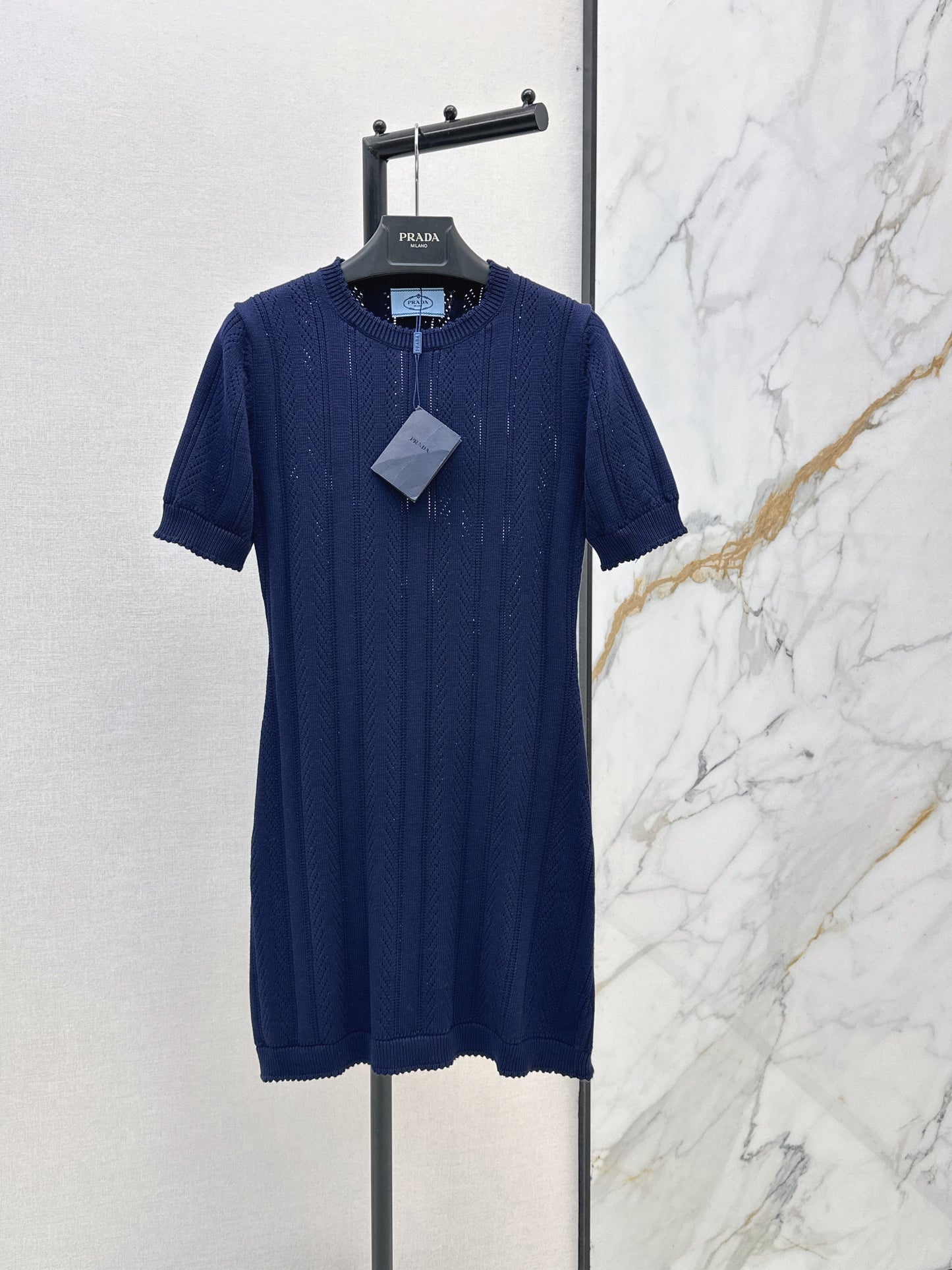 26SS NEW Hollow crocheted short-sleeved dress