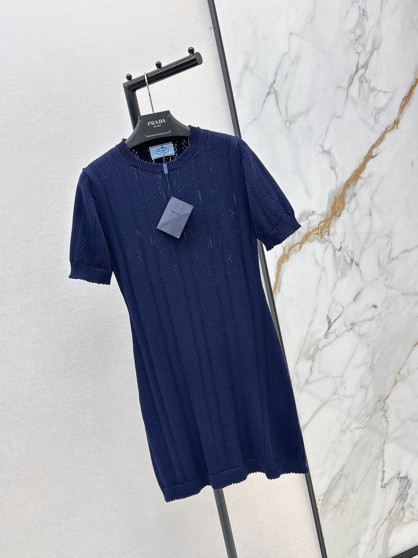 26SS NEW Hollow crocheted short-sleeved dress