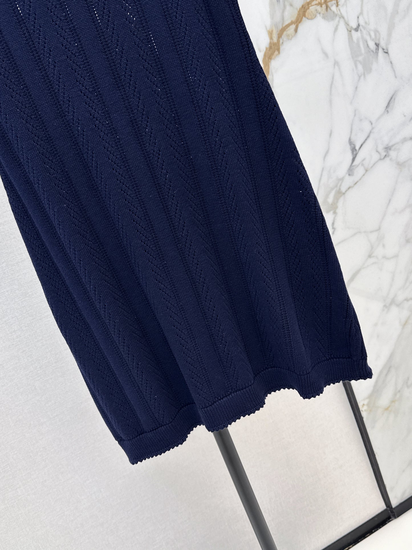 26SS NEW Hollow crocheted short-sleeved dress