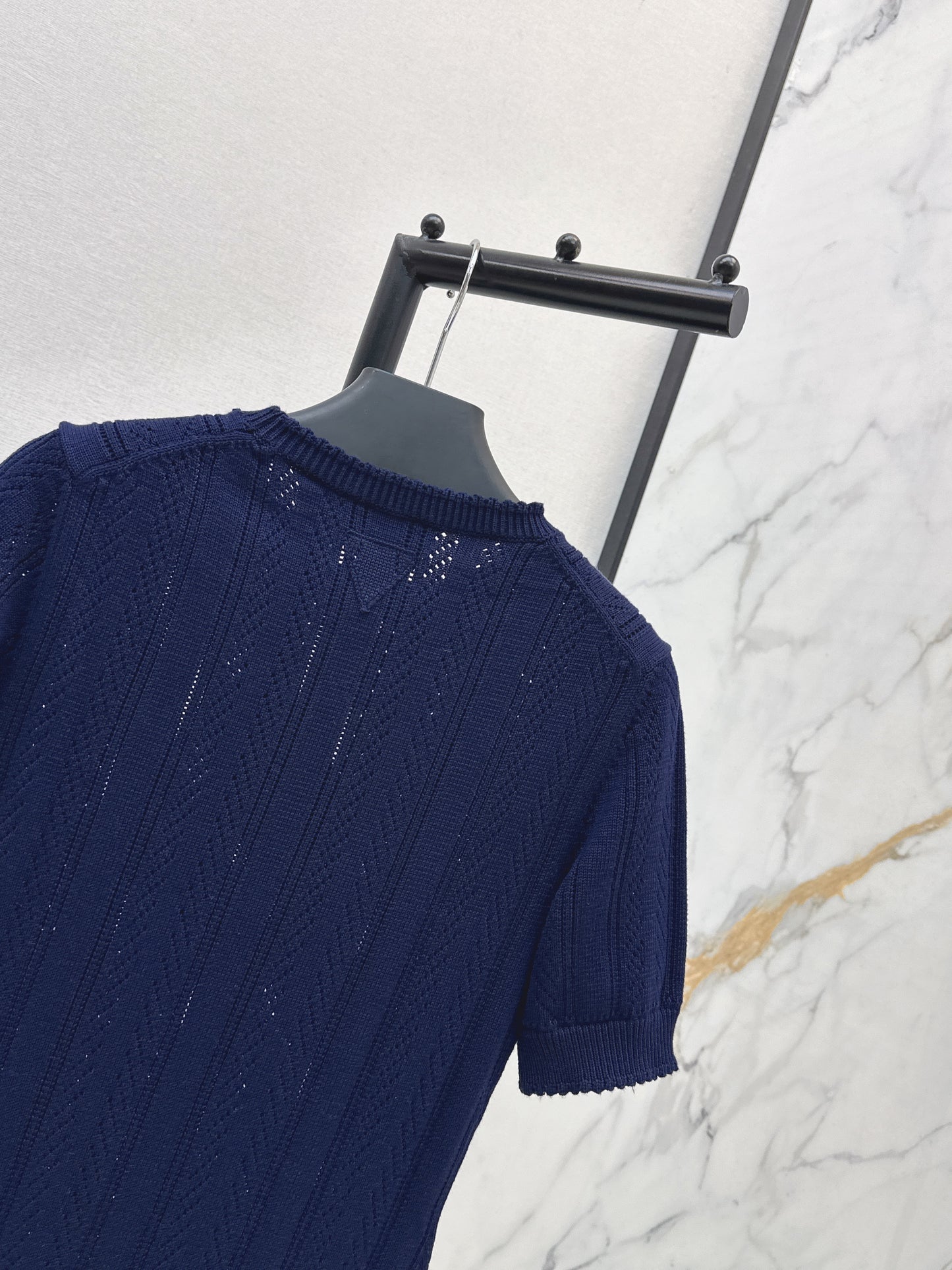 26SS NEW Hollow crocheted short-sleeved dress