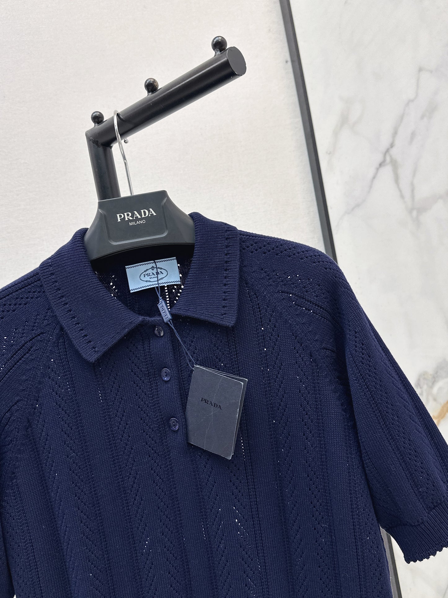 26SS NEW Hollow crocheted polo sweater