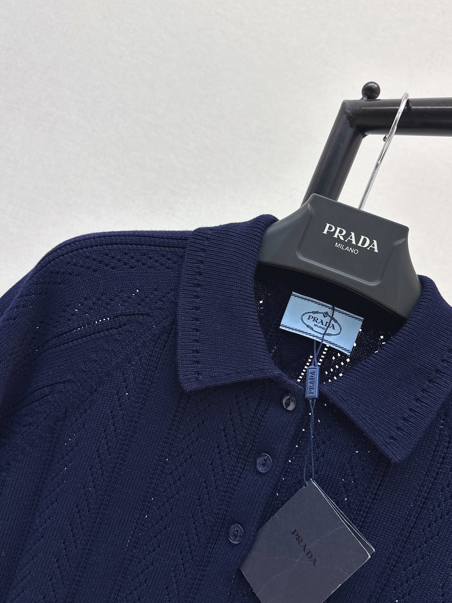 26SS NEW Hollow crocheted polo sweater