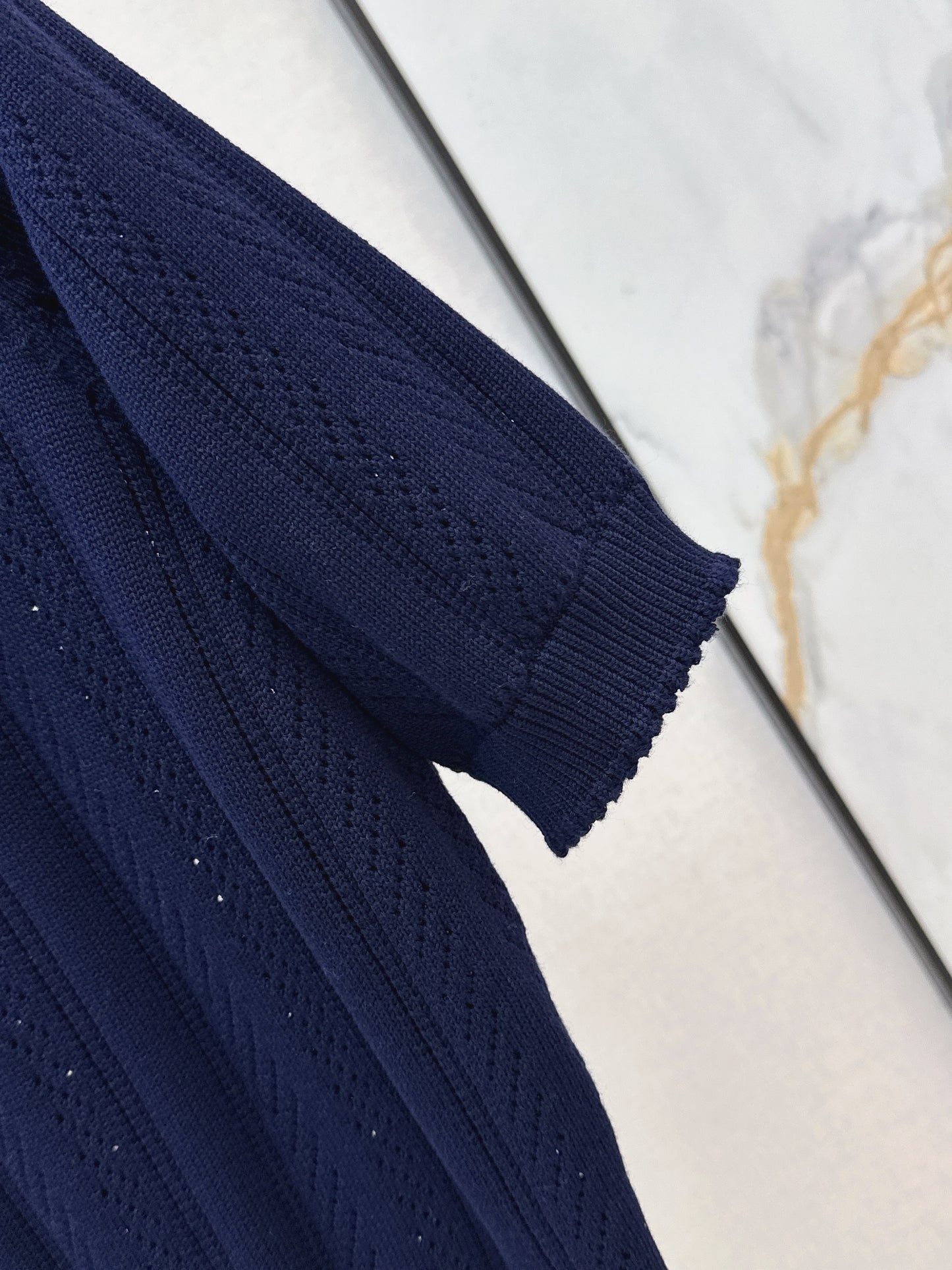 26SS NEW Hollow crocheted polo sweater