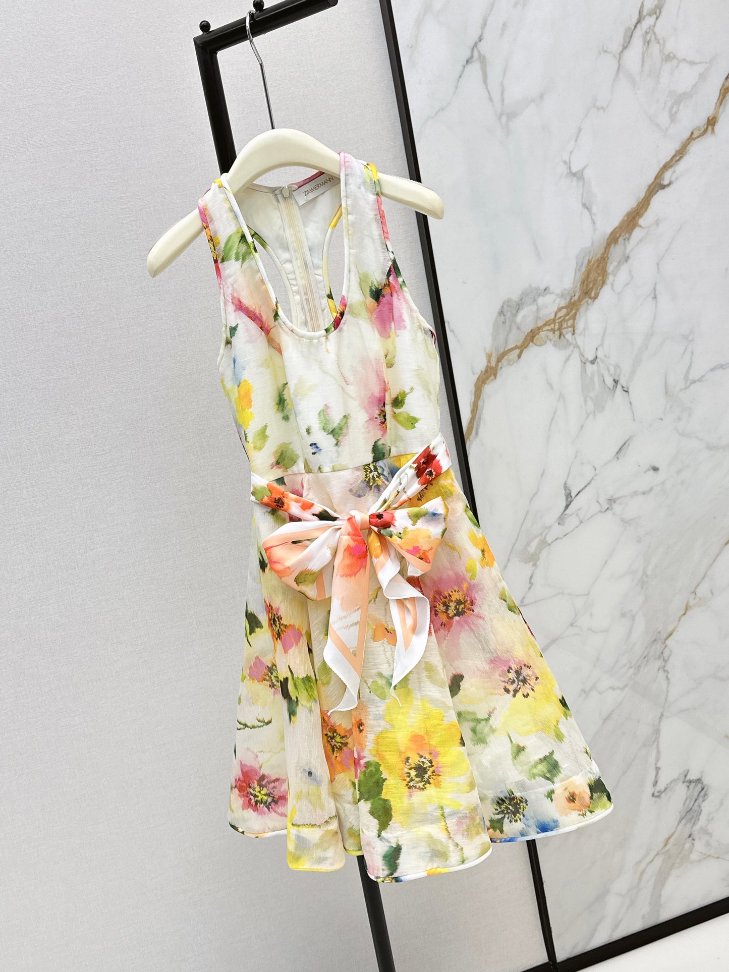 26SS NEW Resort Style Southern French Relaxed Sleeveless Floral Dress
