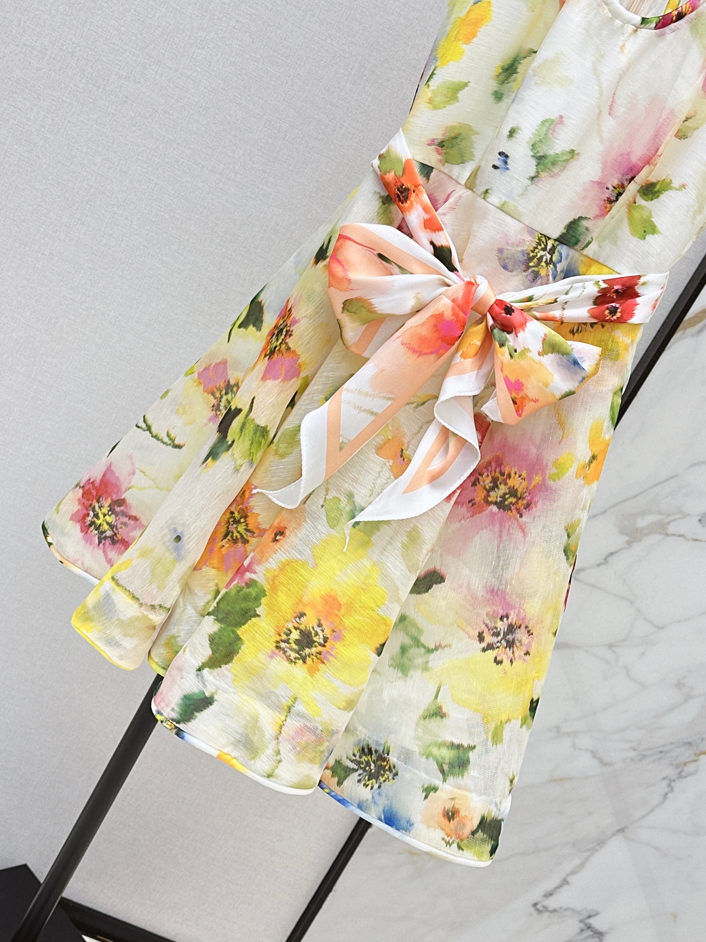 26SS NEW Resort Style Southern French Relaxed Sleeveless Floral Dress