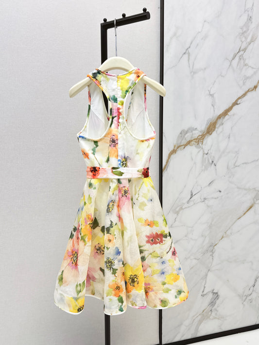 26SS NEW Resort Style Southern French Relaxed Sleeveless Floral Dress