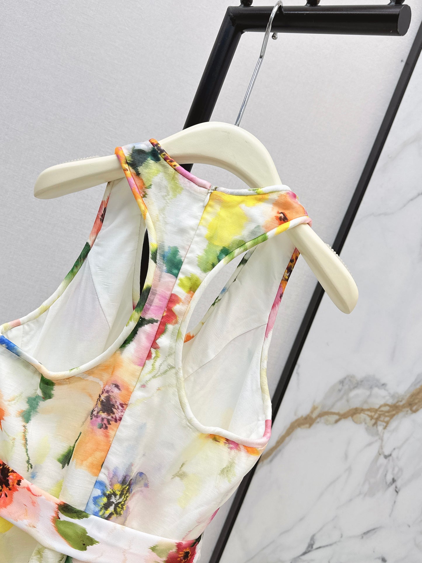 26SS NEW Resort Style Southern French Relaxed Sleeveless Floral Dress